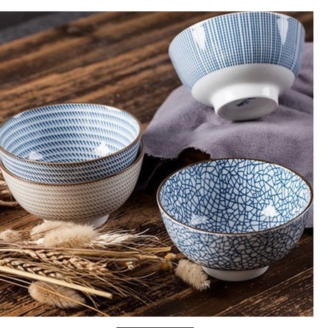 4個セット 高級 和風 セラミック  4.5 インチ 300 ミリリットル 磁器  茶碗