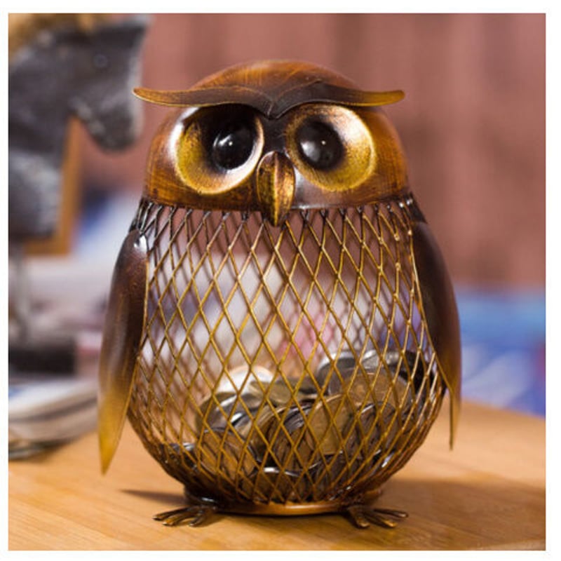 Tooarts フクロウ 貯金箱 ボックス 金属製 網 メッシュ コイン Tooarts フクロウ 貯金箱 ボックス 金属製 網 メッシュ コイン