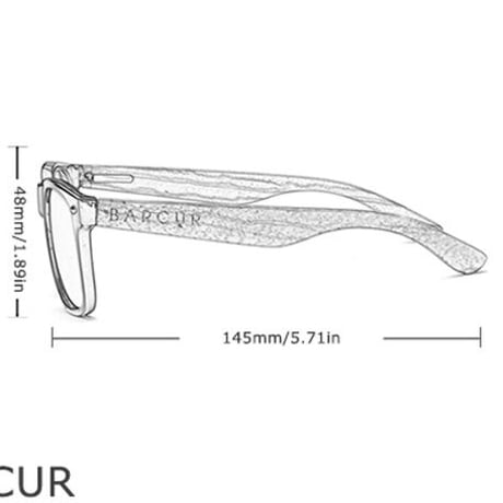 【天然ゼブラ木製】 BARCUR ユニセックス 偏光サングラス スクエアタイプ ポラロイド UV400 軽量 海外トップブランド 体に優しい BC8720 木製ボックス付き 【4色展開】