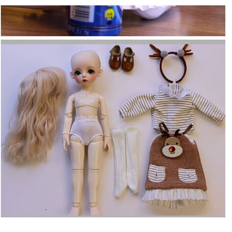 【金髪のパッチリお目目】 BJD 1/6 球体関節人形 美少女 フルセット 30cm 本体＋眼球＋ウィッグ＋服＋靴 メイクアップ済み 女の子 カスタムドール 【大人気商品】