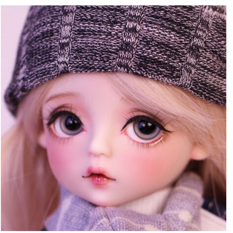 【帽子とマフラー付き】 BJD フルセット 美少女 1/6 30cm 球体関節人形 本体＋眼球＋ウィッグ＋服＋靴 メイクアップ済み 少女 ロリータ カスタムドール 【幼い女の子】