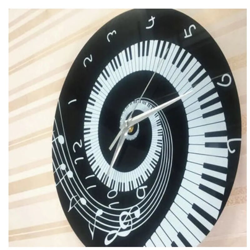 時計 壁掛け 音楽 音符 ピアノ 鍵盤 レコード アメリカン DIY お洒落