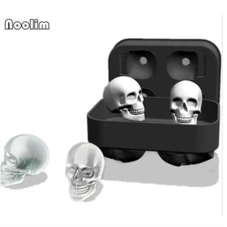 シリコーン製 3Ｄスカルヘッド アイスキューブ型 ハロウィン ウイスキー ブランデー ワインクーラー ホームバー 金型