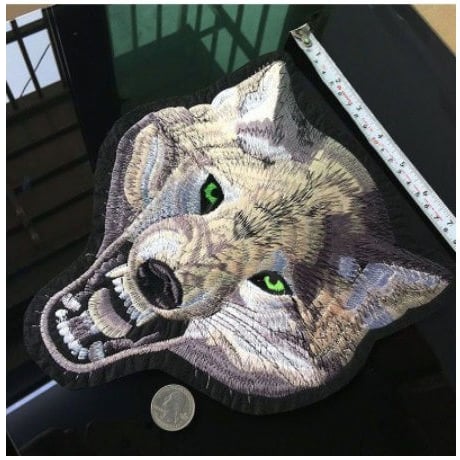 23*25 cm ビッグ ウルフ刺繍 ヘッド   ジャケット  パッチ アップリケ