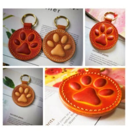 レザークラフト 犬 猫 足 キーリング  ダイカット プラスチック 金型 モデリング 60mm