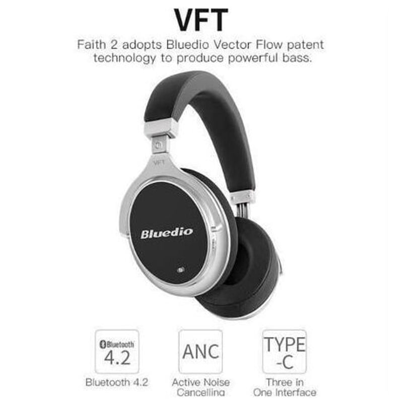 Bluedio F2 Faith 2 ワイヤレス ノイズキャンセリング ヘッドホン Blue