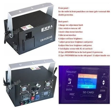 AUCD DMX 3レンズRGBフルカラービーム光ネットワークレーザー光ホームパーティーDJ KTVプロジェクターステージ照明A-X3 パーティーグッズ