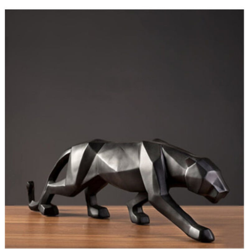 オブジェ】 チーター ジャガー ヒョウ 黒 26cm 樹脂彫像 部屋装飾品