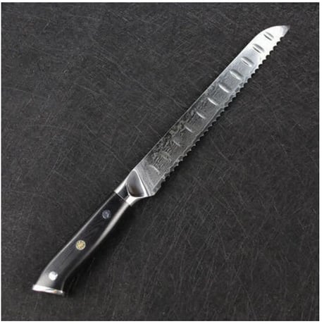 Sunnecko 8 インチ パンスライシングナイフ Japanese VG10 ダマスカス模様 キッチンナイフ 朝食ブレッドスライサー