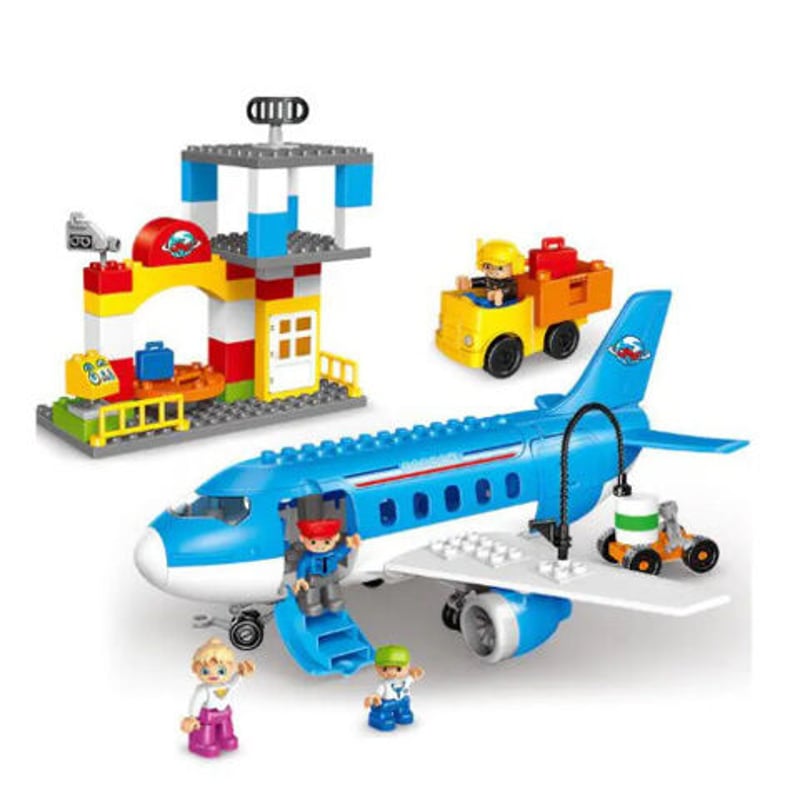 レゴ互換 飛行機 空港 82ピース ブロック ミニフィグ付き ２色から選択