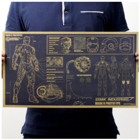 アイアンマン ポスター IRON MAN 絵 レトロとの絶妙な融合★ 入手困難 52cm×36cm