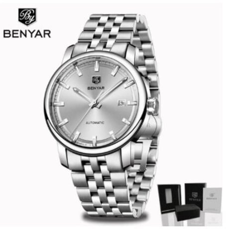 BENYAR 腕時計 自動巻き 機械式 メンズ 日付表示 ルミナスハンズ 発光 ステンレスバンド 海外トップブランド 3色展開