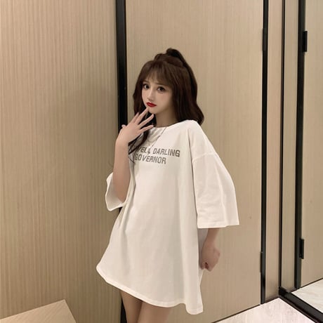 大人可愛い スウィート デザイン ルーズ INS風 羽 刺繍 Ｔシャツ