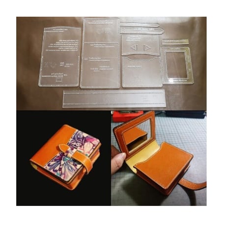 レザークラフト  アクリル テンプレート コスメ 化粧品 ポーチ 収納ケース ステンシル 縫製 パターン