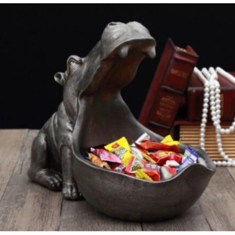 カバ 河馬 金属 彫像 オブジェ 置物 インテリア 工芸品 美術品 A1298