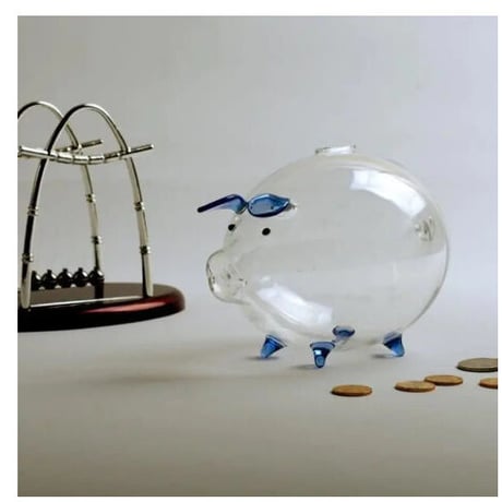 豚の貯金箱 透明ガラス７色展開 可愛い 誕生日プレゼント 貯金箱 置物 贈り物 コインセービングボックス