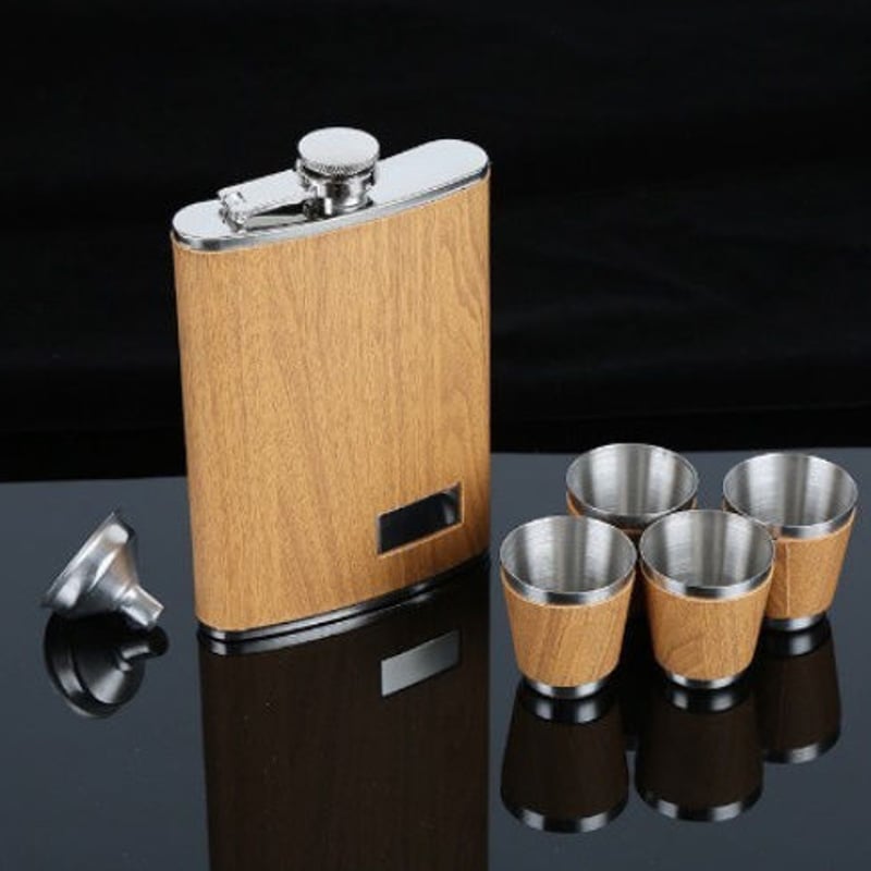9 オンス ステンレス鋼 ヒップ フラスコ 1 漏斗 4 カップ セット