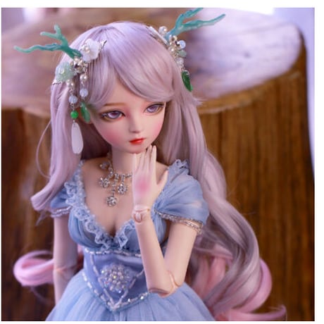 【神秘的なブルーの衣装】 BJD 球体関節人形 美人 1/3 フルセット 60cm 本体＋眼球＋ウィッグ＋服＋靴 メイクアップ済み 女の子 カスタムドール 【エレガントな雰囲気】