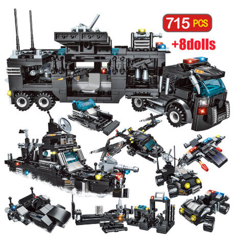 レゴ互換 警察 特殊部隊 ヘリコプター トラック 車両 車 潜水艦 LEGO