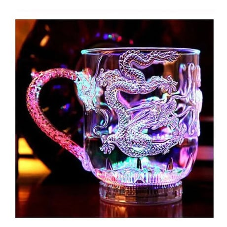 ドラゴンマグカップ 液体を注ぐとライトアップ LEDフラッシュカラー 竜 ビールジョッキ ウイスキー マグ アルコールグラス