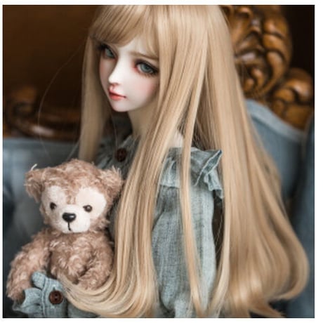 BJD ウィッグ 人形用 カスタムドール 女性 ロング SD DD YOSD MSD キレイな シャンパン ミルクゴールデン 選べる3サイズと2色