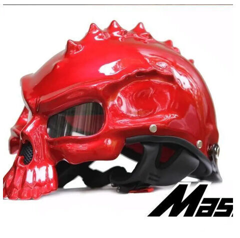 ヘルメット/シールドスカルヘルメット 赤 RED【新品未使用】骸骨 髑髏 ドクヘル