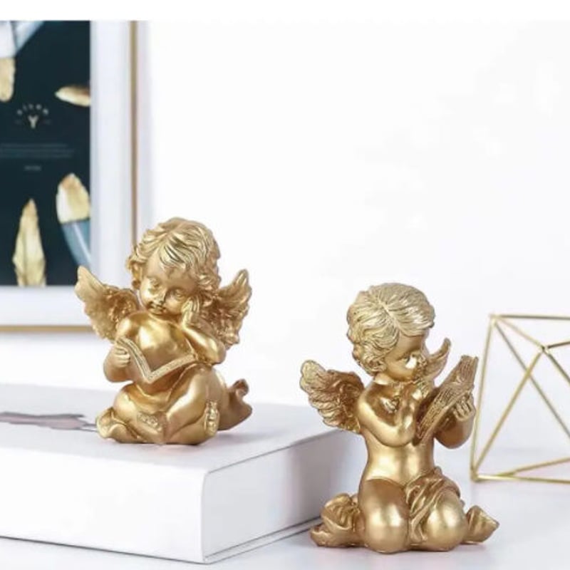 オブジェ】 置物 2体セット 北欧インテリア 彫刻 かわいい 天使像