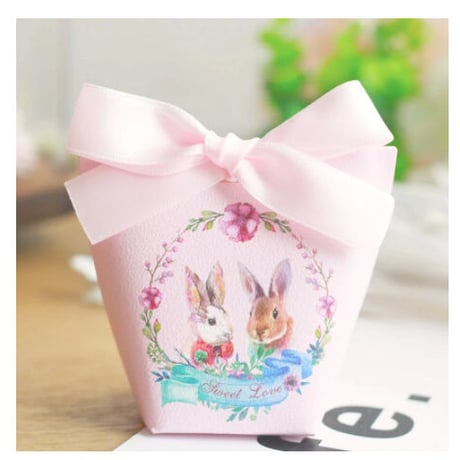 ギフトボックス 20個セット バッグ型 うさぎ リボン付 バレンタイン お誕生日会 結婚式 おしゃれ かわいい 販促 ラッピング プレゼント