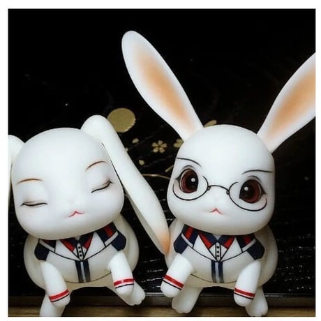 球体関節人形 本体+眼球+メイクアップ済 BJD カスタムドール うさぎ 1/12 サイズ