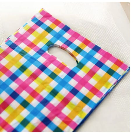 ギフトバッグ 手提げ袋 50枚セット チェック 25×35cm バレンタイン お誕生日会 おしゃれ かわいい ラッピング プレゼント