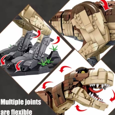 【体が動く！】 LEGO互換 恐竜 ブロック ティラノサウルス T-REX ダイナソー T-レックス