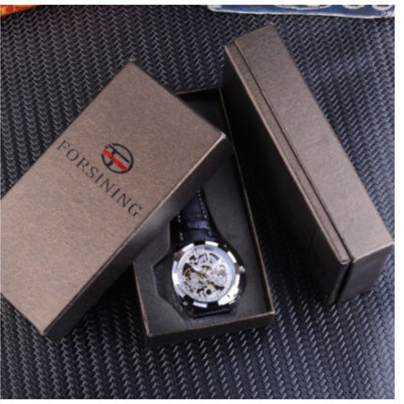 FORSINING】 自動巻き メンズ腕時計 スケルトン 機械式 3気圧防水 本革