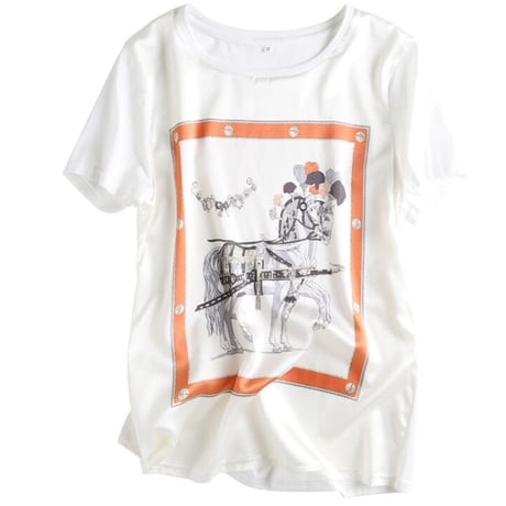 ラウンドネック 半袖 ファッション おしゃれ かわいい 花柄 配色 Tシャツ