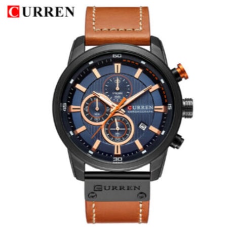 CURREN 防水 3BAR 腕時計 メンズ 多機能 レザーベルト クォーツ カレン クロノグラフ 日付表示 スポーツウォッチ 高級 海外人気ブランド 6色展開