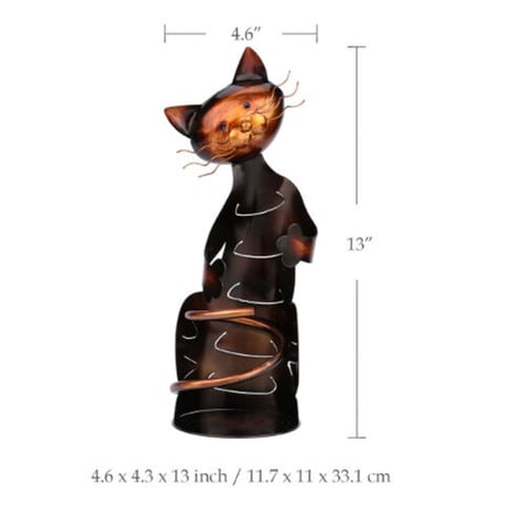 ワインラック 猫 アイアン ワインスタンド インテリア メタル 芸術的 かわいい 動物 ねこ 置物 オブジェ 手作り 金属製 プレゼントにも 33cm
