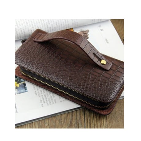 海外ブランド Baellerry クロコダイル 長財布 ダブルジッパー クラッチ バッグ