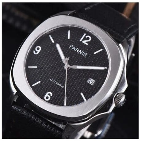 海外ブランド Parnis 自動巻 機械式腕時計 メンズ レザーバンド スケルトン 4色展開