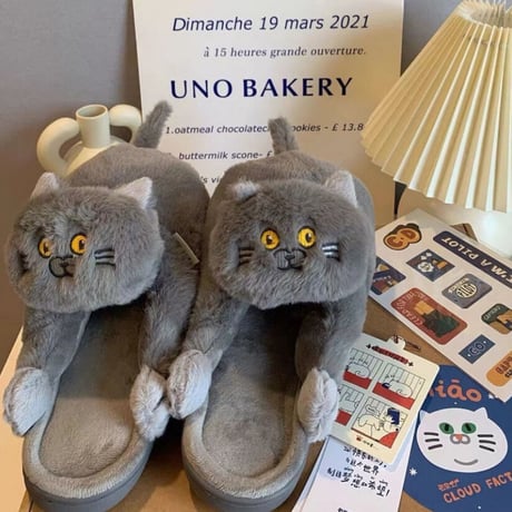 猫モチーフ ルームスリッパ｜ふわふわ・あったか・かわいい猫型スリッパ 室内用 レディース/メンズ