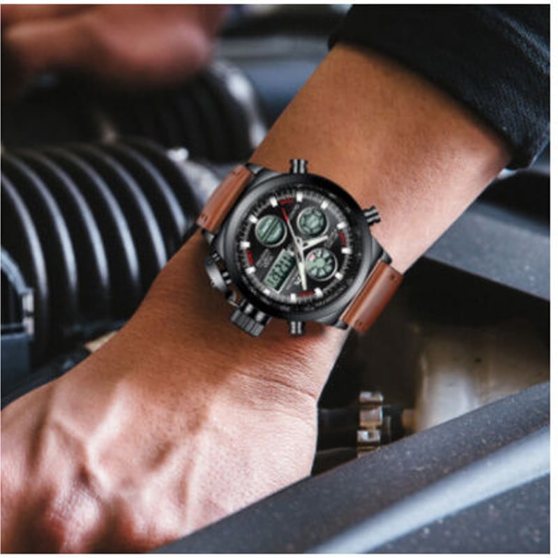 海外トップブランド】 MEGALITH ミリタリーウォッチ クロノグラフ 防水