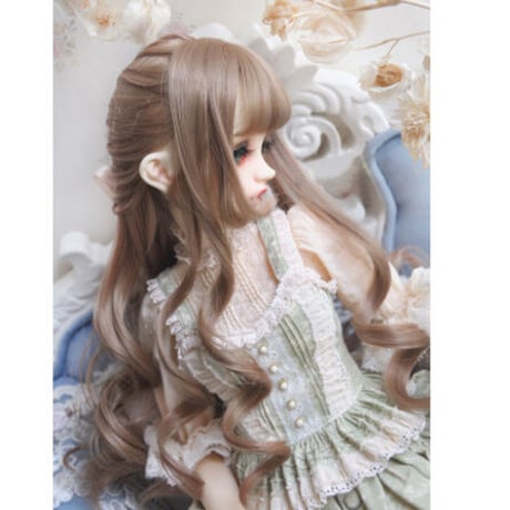 BJD ウィッグ 人形用 女性 ロング くるくる カーリーヘア 球体関節人形 カスタムドール ミルクティーブラウン ダークブラウン 選べる2サイズと2色