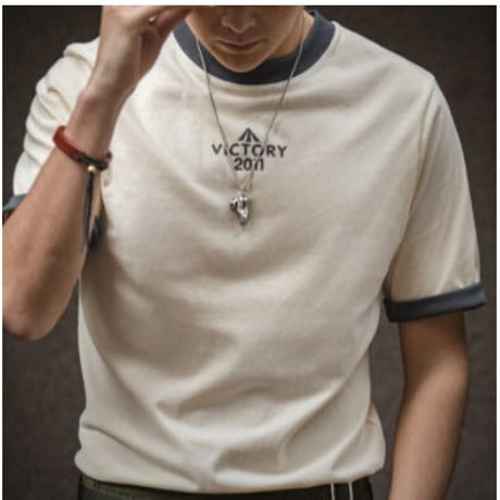 メンズ コントラスト カラー カレッジ スタイル Tシャツ【3色展開】