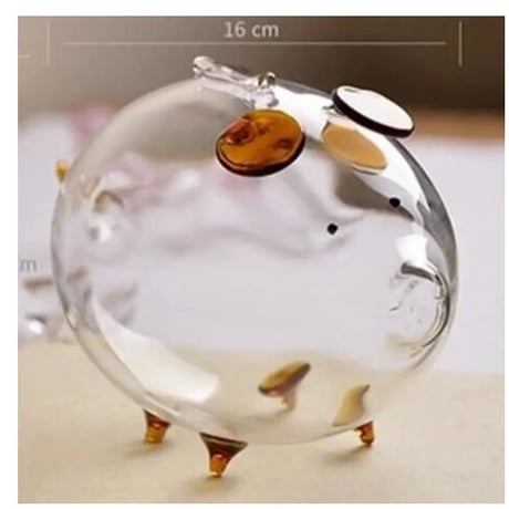 豚の貯金箱 透明ガラス７色展開 可愛い 誕生日プレゼント 貯金箱 置物 贈り物 コインセービングボックス