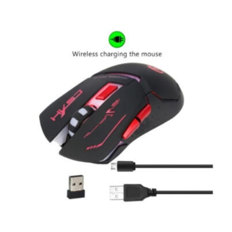HXSJ 2400 dpi 充電式 ワイヤレス ゲームマウス 7 色 バックライト