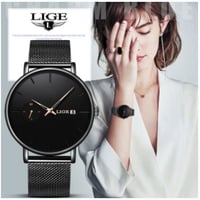 【LIGE】腕時計 レディース 防水 クォーツ 日付表示 ステンレスメッシュベルト 発光 ルミナスハンズ 海外トップブランド エレガント 4色展開