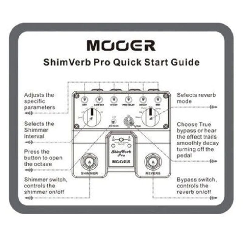 MOOER ShimVerb デジタル エフェクト ギター ペダル フットスイッチ