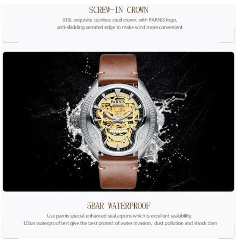 parnis watch パーニス時計 械式自動巻 発光スカル デザイン | World Pl