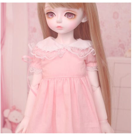 BJD 球体関節人形 かわいいドレス ワンピ ピンク ドール衣装 カスタムドール 服 美しい 1/3 1/4 1/6 選べる3サイズ