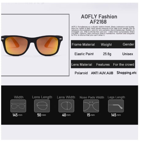 AOFLY 海外トップブランド 偏光サングラス ユニセックス ミラーレンズ UV400 紫外線99％カット 人気 おしゃれ かっこいい ドライブ 運転 旅行 アウトドア スポーツ 6色