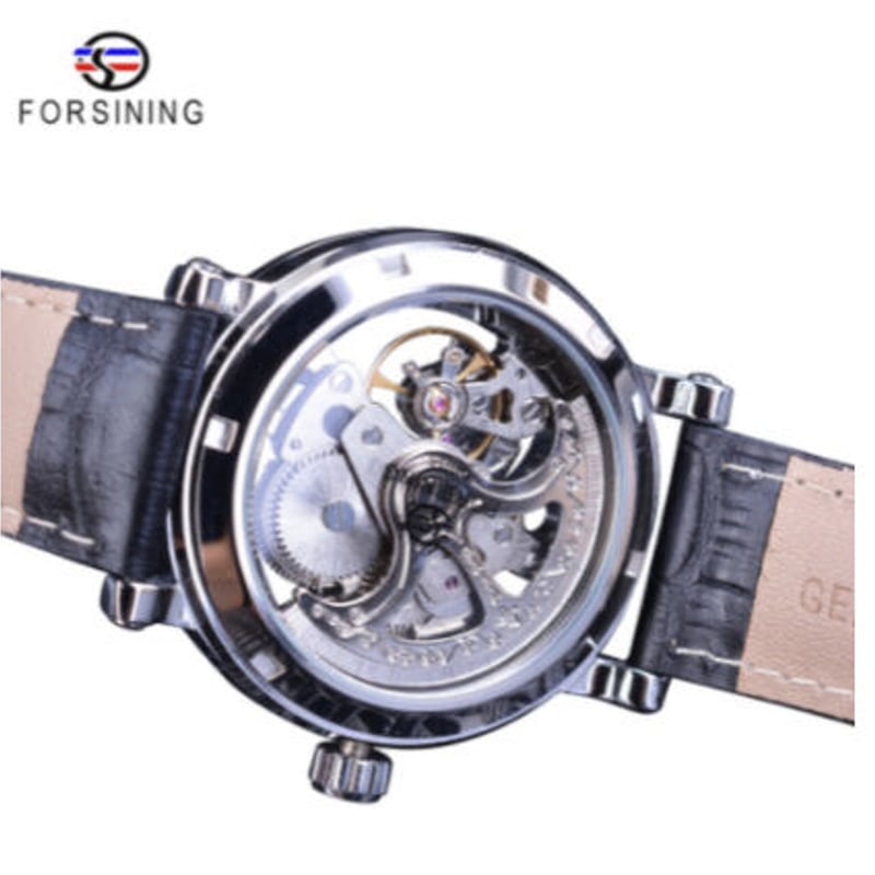 FORSINING】 自動巻き メンズ腕時計 スケルトン 機械式 3気圧防水 本革