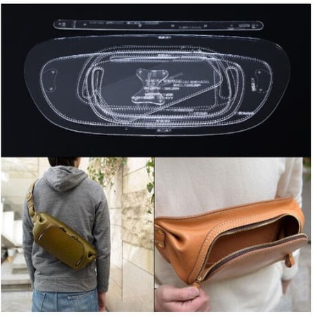 レザークラフト ハンドメイド ショルダー ボディバッグ ウエストパック  透明 アクリル パターン テンプレート